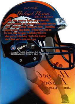 1998 SkyBox E-X2001 - Helmet Heroes #9hh John Elway Back