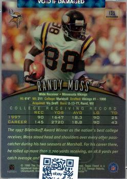 1998 Finest - No-Protectors Refractors #135 Randy Moss Back