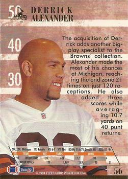 1994 Ultra #56 Derrick Alexander Back