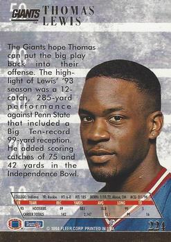 1994 Ultra #224 Thomas Lewis Back