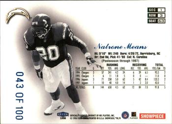 1998 Flair Showcase - Legacy Collection Row 3 (Flair) #63 Natrone Means Back
