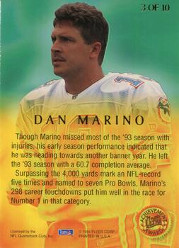 1994 Ultra - Ultra Achievement Awards #3 Dan Marino Back