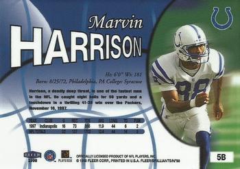 1998 Fleer Brilliants - Blue #5B Marvin Harrison Back