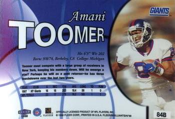 1998 Fleer Brilliants - Blue #84B Amani Toomer Back