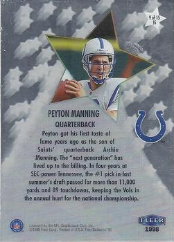 1998 Fleer Brilliants - Shining Stars #9SS Peyton Manning Back