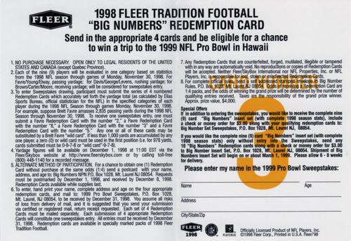 1998 Fleer Tradition - Big Numbers Redemption #3 Tim Brown Back