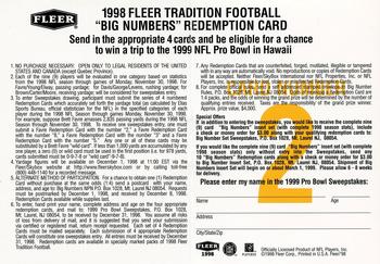 1998 Fleer Tradition - Big Numbers Redemption #2 Cris Carter Back