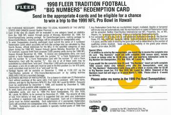 1998 Fleer Tradition - Big Numbers Redemption #9 Brett Favre Back