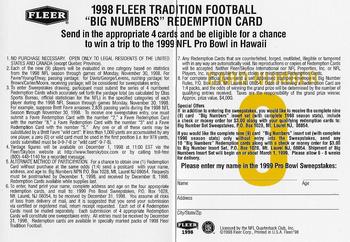 1998 Fleer Tradition - Big Numbers Redemption #0 Dorsey Levens Back