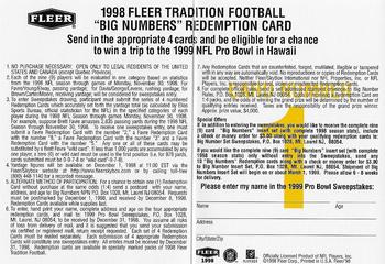 1998 Fleer Tradition - Big Numbers Redemption #1 Dorsey Levens Back