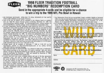 1998 Fleer Tradition - Big Numbers Redemption #NNO Dorsey Levens Back