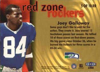 1998 Fleer Tradition - Red Zone Rockers #5 RR Joey Galloway Back