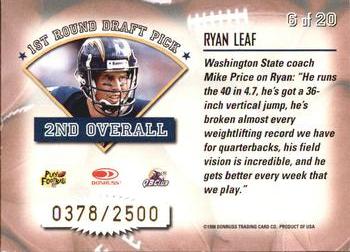1998 Leaf Rookies & Stars - Freshman Orientation #6 Ryan Leaf Back