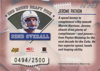 1998 Leaf Rookies & Stars - Freshman Orientation #10 Jerome Pathon Back