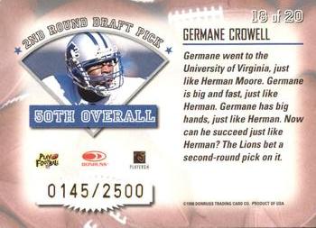 1998 Leaf Rookies & Stars - Freshman Orientation #18 Germane Crowell Back