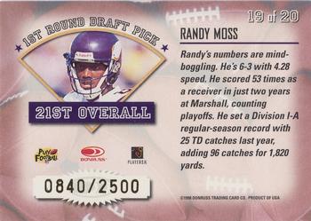 1998 Leaf Rookies & Stars - Freshman Orientation #19 Randy Moss Back