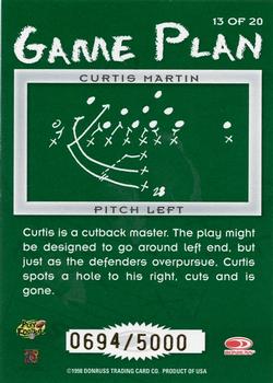 1998 Leaf Rookies & Stars - Game Plan #13 Curtis Martin Back