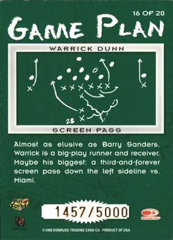 1998 Leaf Rookies & Stars - Game Plan #16 Warrick Dunn Back