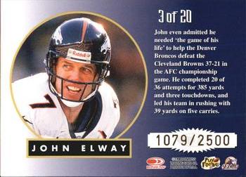 1998 Leaf Rookies & Stars - Greatest Hits #3 John Elway Back