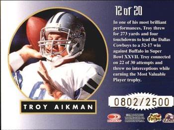 1998 Leaf Rookies & Stars - Greatest Hits #12 Troy Aikman Back