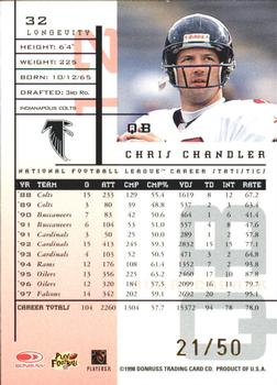 1998 Leaf Rookies & Stars - Longevity #32 Chris Chandler Back