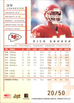 1998 Leaf Rookies & Stars - Longevity #39 Rich Gannon Back