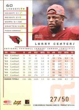 1998 Leaf Rookies & Stars - Longevity #60 Larry Centers Back