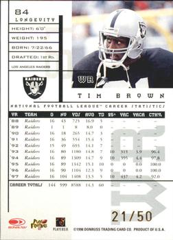 1998 Leaf Rookies & Stars - Longevity #84 Tim Brown Back