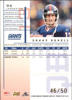 1998 Leaf Rookies & Stars - Longevity #95 Danny Kanell Back