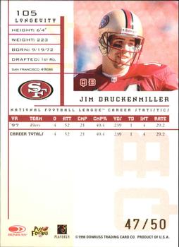 1998 Leaf Rookies & Stars - Longevity #105 Jim Druckenmiller Back
