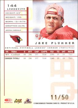 1998 Leaf Rookies & Stars - Longevity #144 Jake Plummer Back