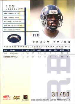 1998 Leaf Rookies & Stars - Longevity #152 Kenny Bynum Back