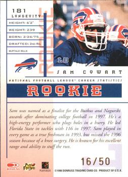 1998 Leaf Rookies & Stars - Longevity #181 Sam Cowart Back