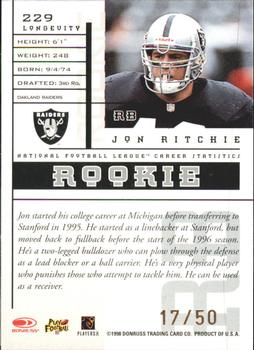 1998 Leaf Rookies & Stars - Longevity #229 Jon Ritchie Back