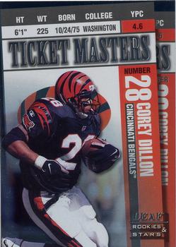1998 Leaf Rookies & Stars - Ticket Masters #12 Corey Dillon / Carl Pickens Front