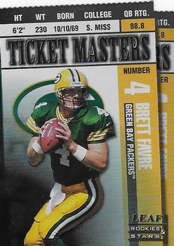 1998 Leaf Rookies & Stars - Ticket Masters Die Cuts #1 Brett Favre / Dorsey Levens Front