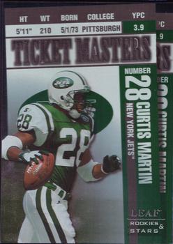 1998 Leaf Rookies & Stars - Ticket Masters Die Cuts #10 Curtis Martin / Keyshawn Johnson Front