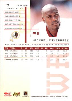 1998 Leaf Rookies & Stars - True Blue #7 Michael Westbrook Back
