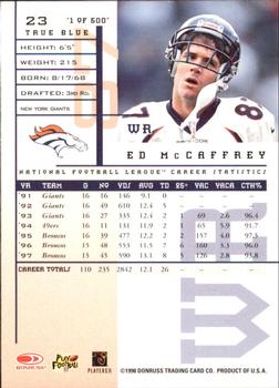 1998 Leaf Rookies & Stars - True Blue #23 Ed McCaffrey Back