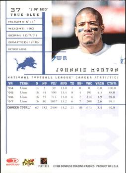 1998 Leaf Rookies & Stars - True Blue #37 Johnnie Morton Back