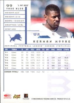 1998 Leaf Rookies & Stars - True Blue #99 Herman Moore Back