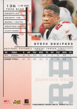 1998 Leaf Rookies & Stars - True Blue #136 Byron Hanspard Back