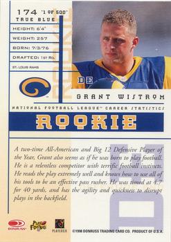 1998 Leaf Rookies & Stars - True Blue #174 Grant Wistrom Back