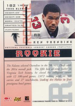 1998 Leaf Rookies & Stars - True Blue #182 Ken Oxendine Back