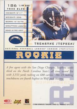 1998 Leaf Rookies & Stars - True Blue #186 Tremayne Stephens Back