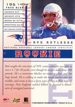 1998 Leaf Rookies & Stars - True Blue #195 Rod Rutledge Back
