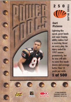 1998 Leaf Rookies & Stars - True Blue #250 Carl Pickens Back