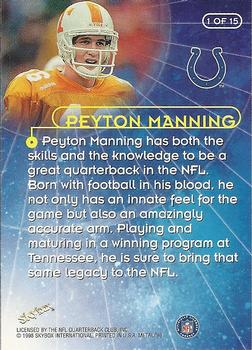 1998 Metal Universe - Quasars #1 Peyton Manning Back