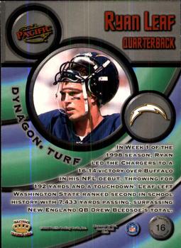 1998 Pacific - Dynagon Turf #16 Ryan Leaf Back