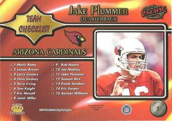 1998 Pacific - Team Checklists #1 Jake Plummer Back